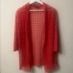 Kaktus Red Open-Knit long Cardigan 314